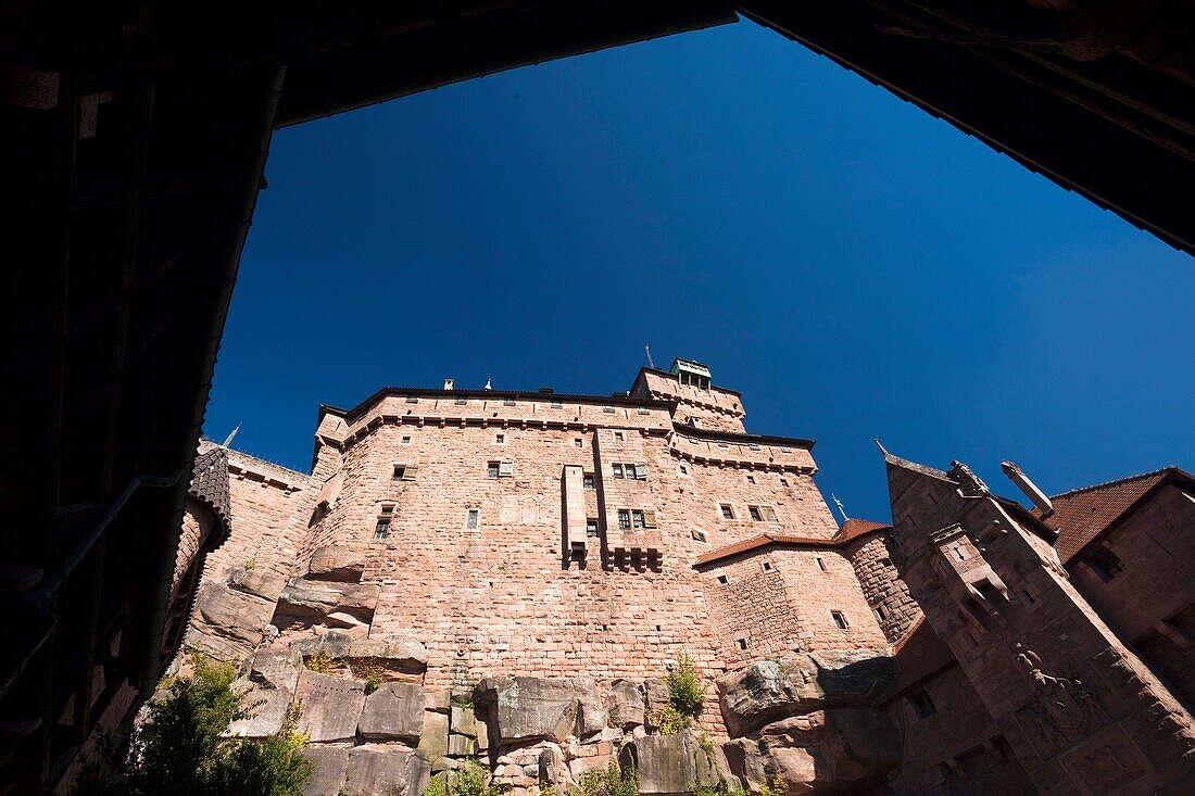 France, Haut-Rhin, Alsace Region, Alasatian Wine Route, Haut Koenigsbourg Chateau, exterior