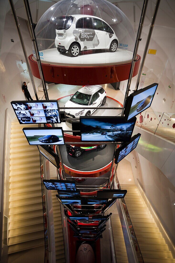 France, Paris, Champs Elysees, interior of the Citroen Automobile showroom