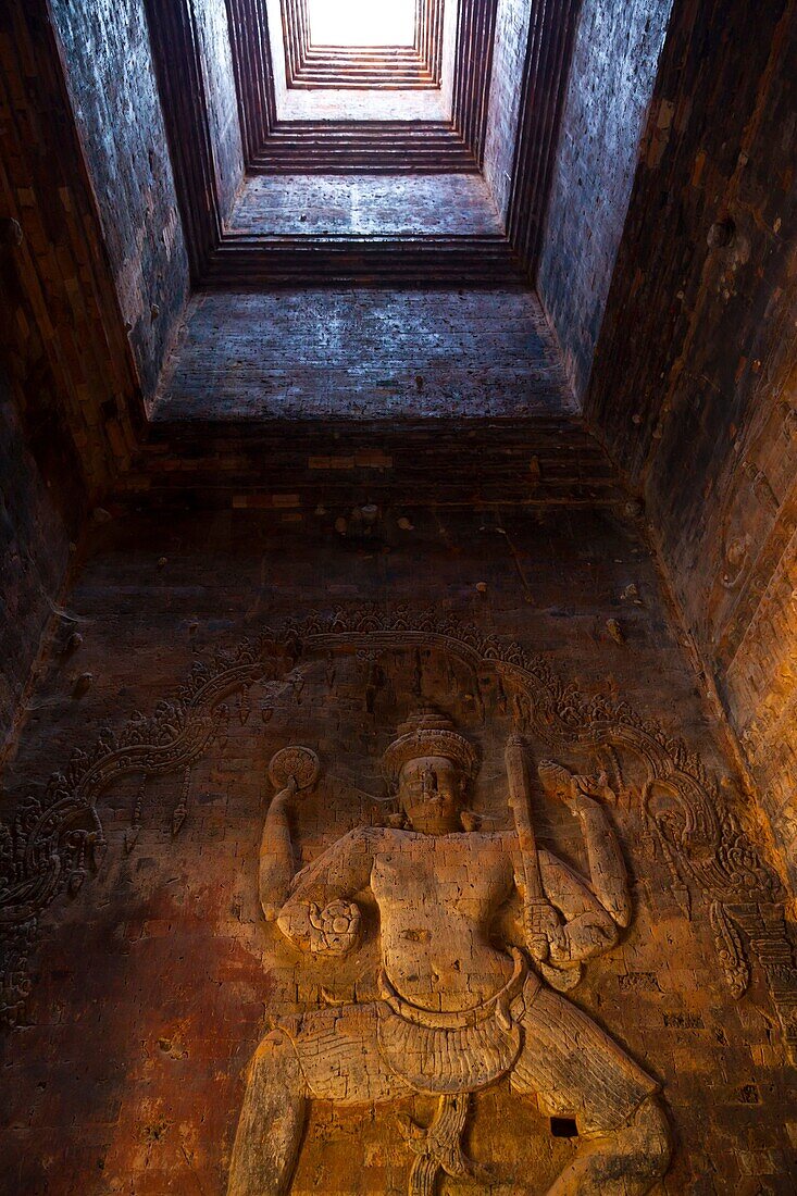 Vishnu Crossing the Ocean  Prasat Kravan Temple  Angkor  Siem Reap town, Siem Reap province, Cambodia, Asia