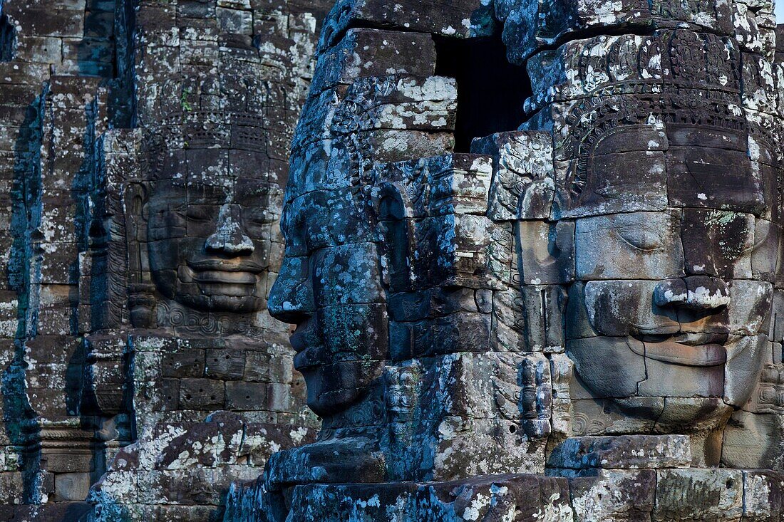 Face-towers  Upper terrace  Bayon Temple  Angkor  Siem Reap town, Siem Reap province  Cambodia, Asia