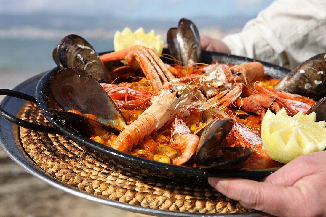 food, Majorca, Mediterranean, paella, restaurant, seafood, Spain, Spanish, typical