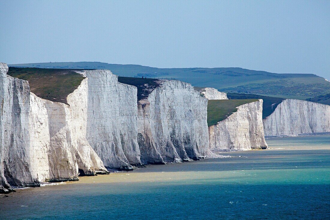 Seven Sisters Chalk Cliffs, seen from Cuckmere Haven, near Seaford, England, United Kingdom