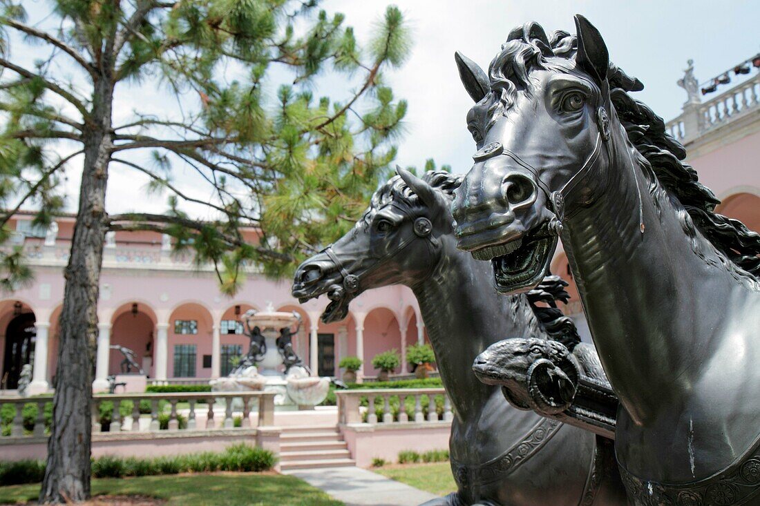 Florida, Sarasota, John and & Mable Ringling Museum of Art, estate, classical statue, horses