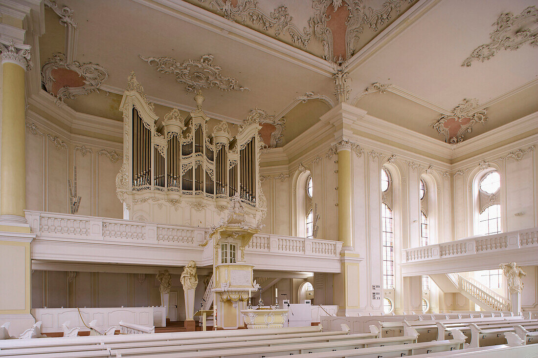 Interior view of the Ludwigskirche, St. Louis' Church, Alt-Saarbrücken, Saarbruecken, Saarland, Germany, Europe