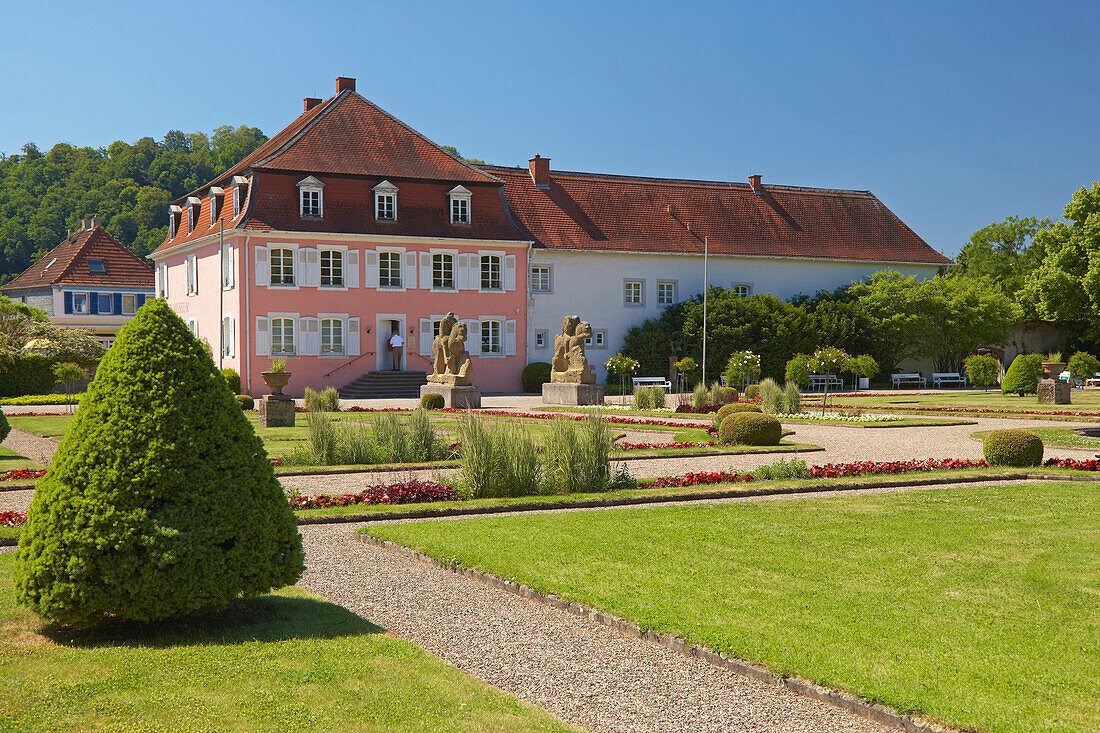 House and garden at Schwarzenacker Roman open air museum, Homburg-Schwarzenacker, Saarland, Germany, Europe