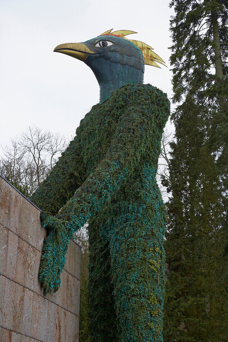 Statue Erdgeist by André Heller (Austria) in the Park of the Alte Abtei, Former Benedictine monastery, Erlebniszentrum Villeroy &amp; Boch, Mettlach, Saarland, Germany, Europe