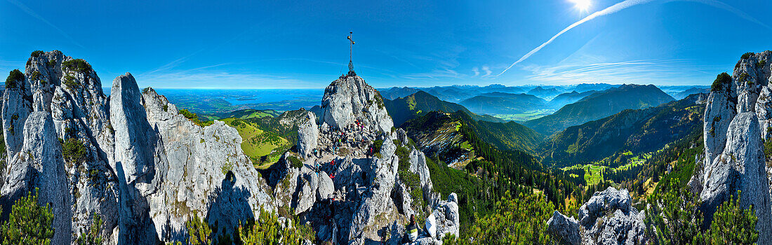 View from Kampenwand, lake Chiemsee, Chiemgau, Upper Bavaria, Germany