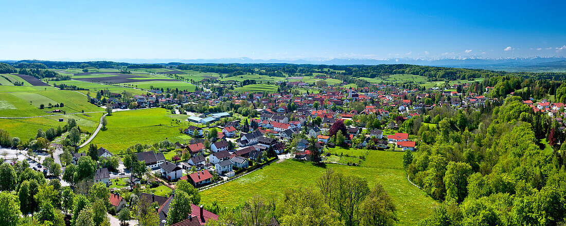 Blick über Andechs, Oberbayern, Bayern, Deutschland
