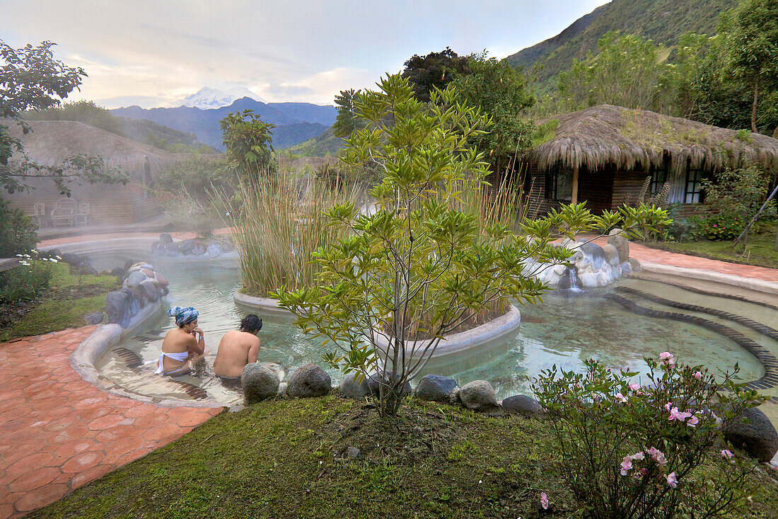 Thermal spa, Termas Papallacta and Antisana volcano, Ecuador, Andes, South America
