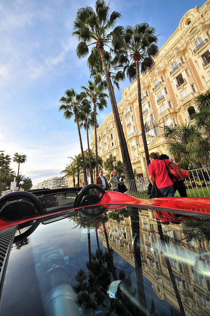 Cars and people in front of a hotel, Cannes, Cote d'Azur, South France, Europe