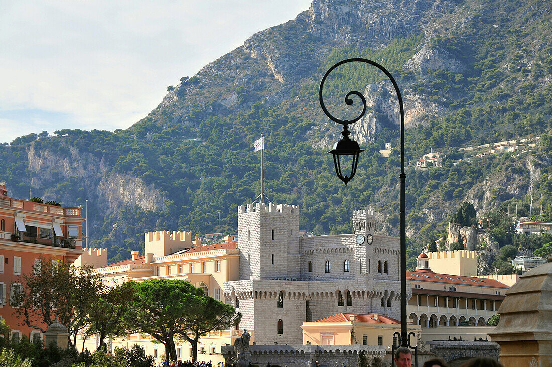 View of the palace at the old town, Monaco, Cote d'Azur, South France, Europe