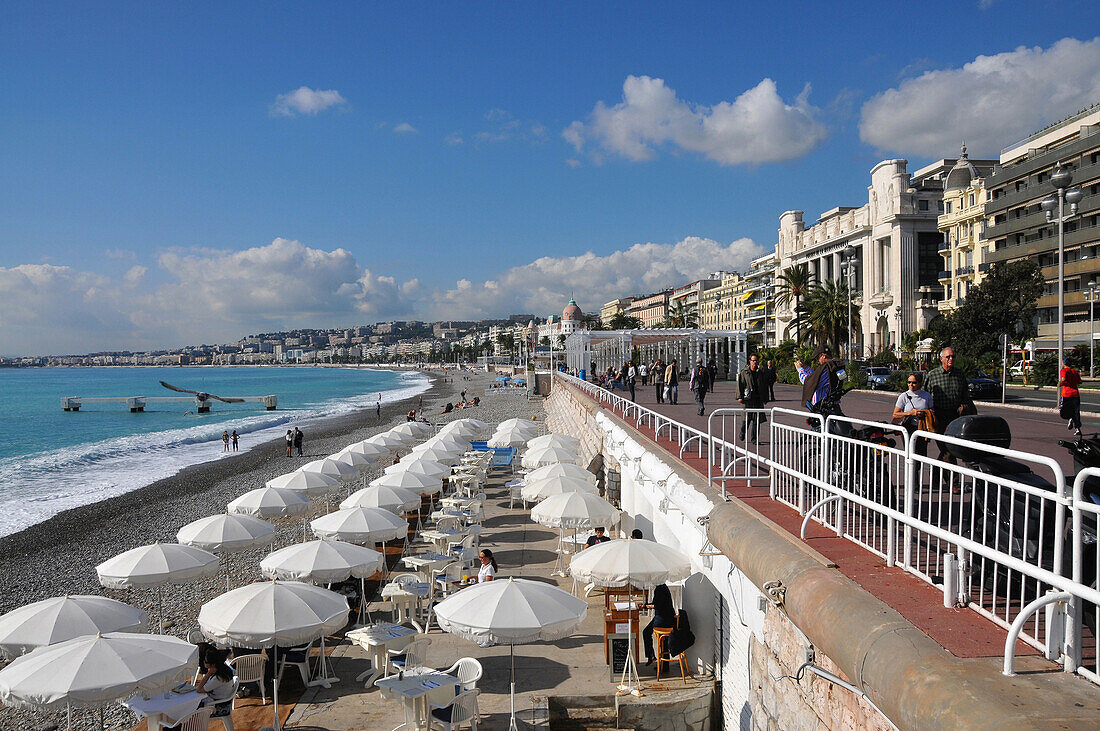 Blick auf die Promenade des Anglais, Nizza, Côte d'Azur, Süd Frankreich, Europa