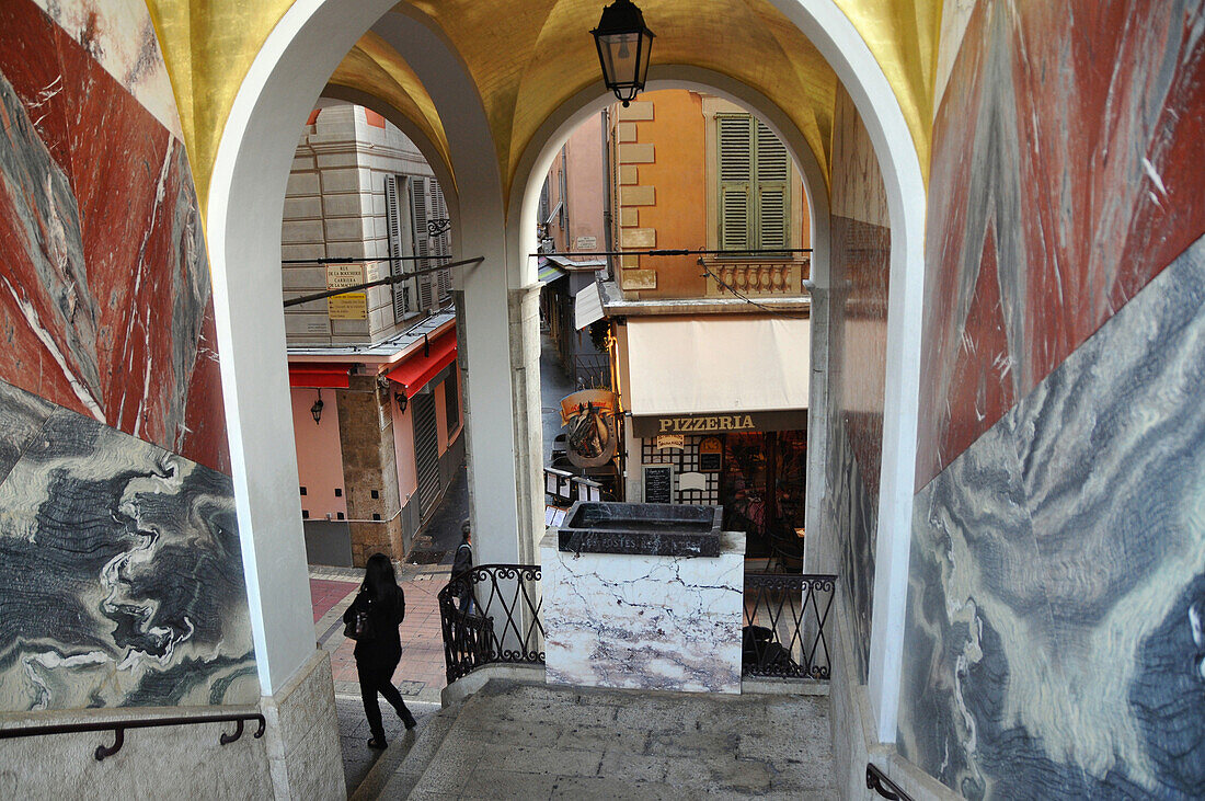 Treppe in der Altstadt an der Porte Fausse, Nizza, Côte d'Azur, Süd Frankreich, Europa