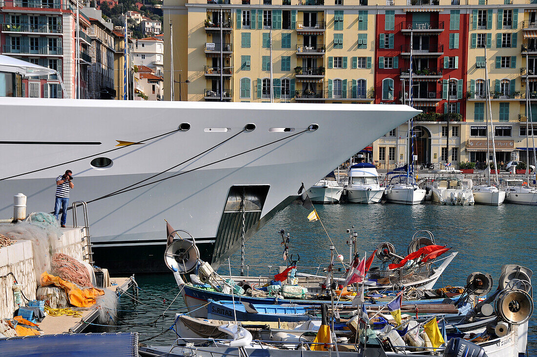 Boats at Bassin Lymoia, Nice, Cote d'Azur, South France, Europe