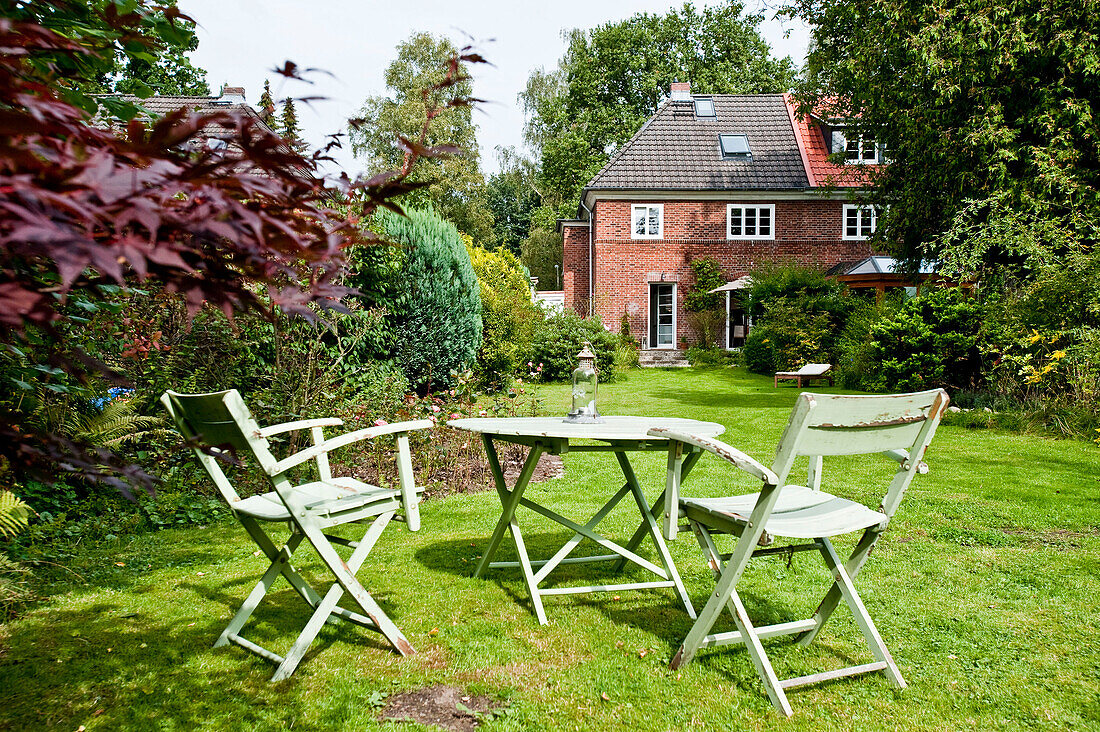 Alte Haushälfte mit Garten, genannt Kaffeemühle, Hamburg, Deutschland