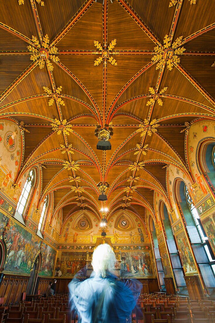 Gothic or Council Chamber in Town Hall  Burg Square  Bruges, Brugge, Flanders, Belgium, UNESCO World Heritage Site