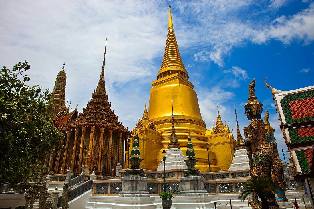 Royal Pantheon, Library and Golden Chedi  Wat Phra Kaew Emerald Buddha Temple and Grand Palace  Bangkok, Thailand, Southeast Asia, Asia