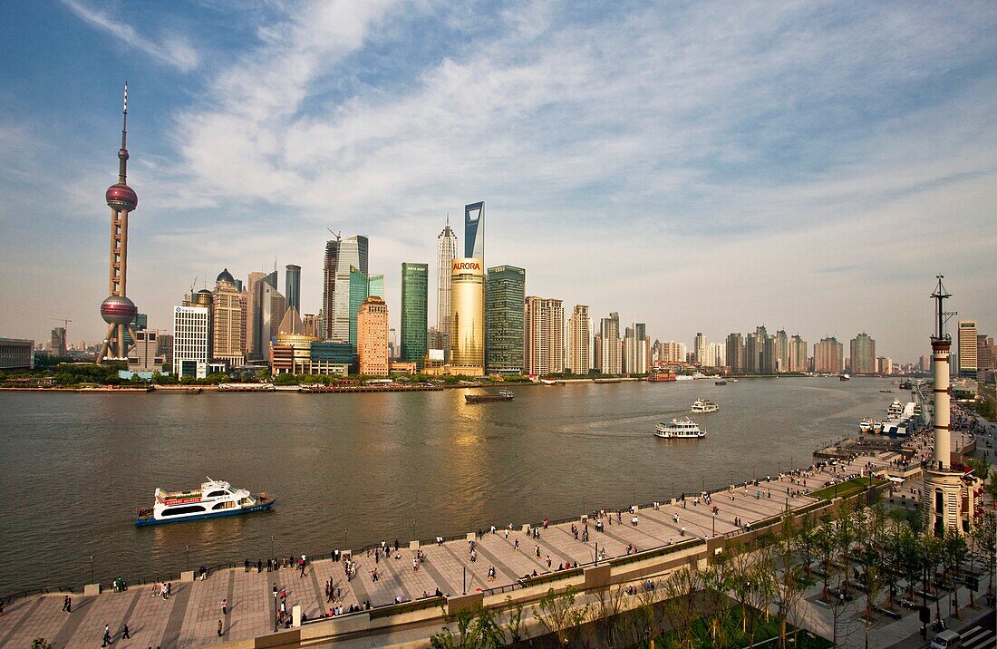 China-May 2010 Shanghai City The Bund, Huangpu River and Pudong Skyline.