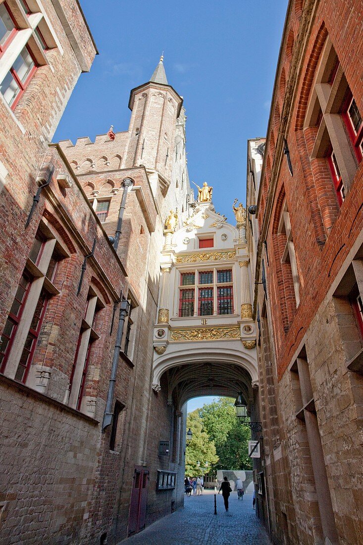 Belgium-August 2010 Brugge City Blind Donkey Street.