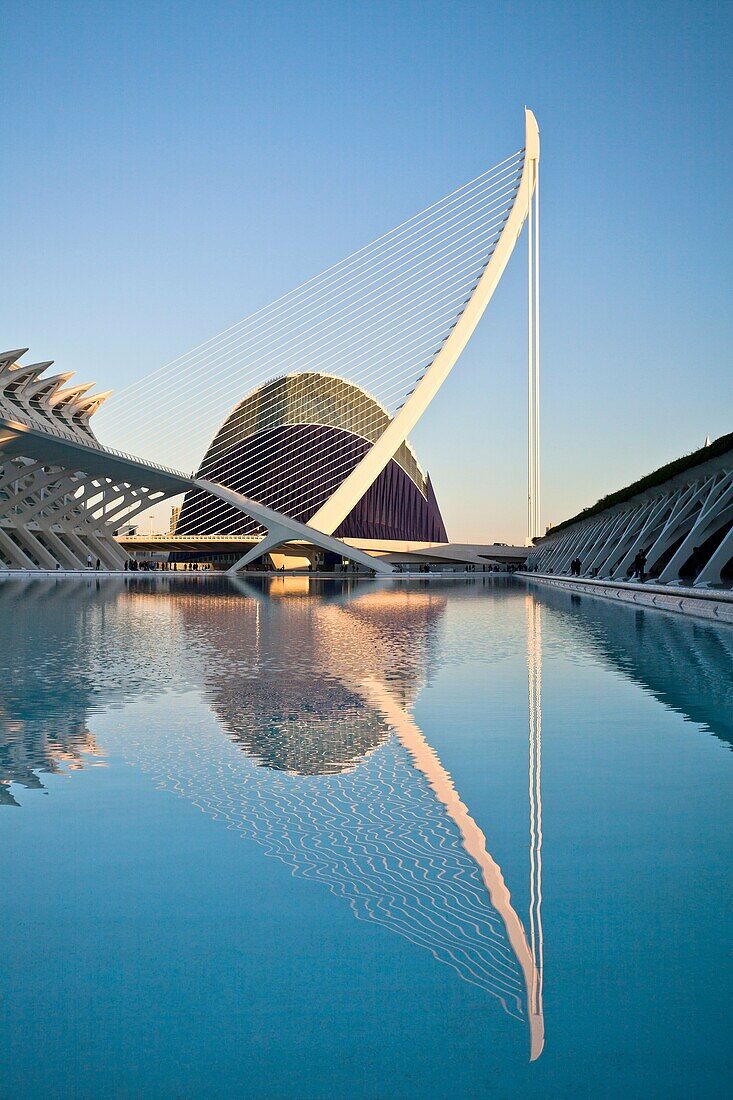Spain-Valencia Comunity-Valencia City-The City of Arts and Science built by Calatrava-Assut del Or Bridge and Agora Bldg