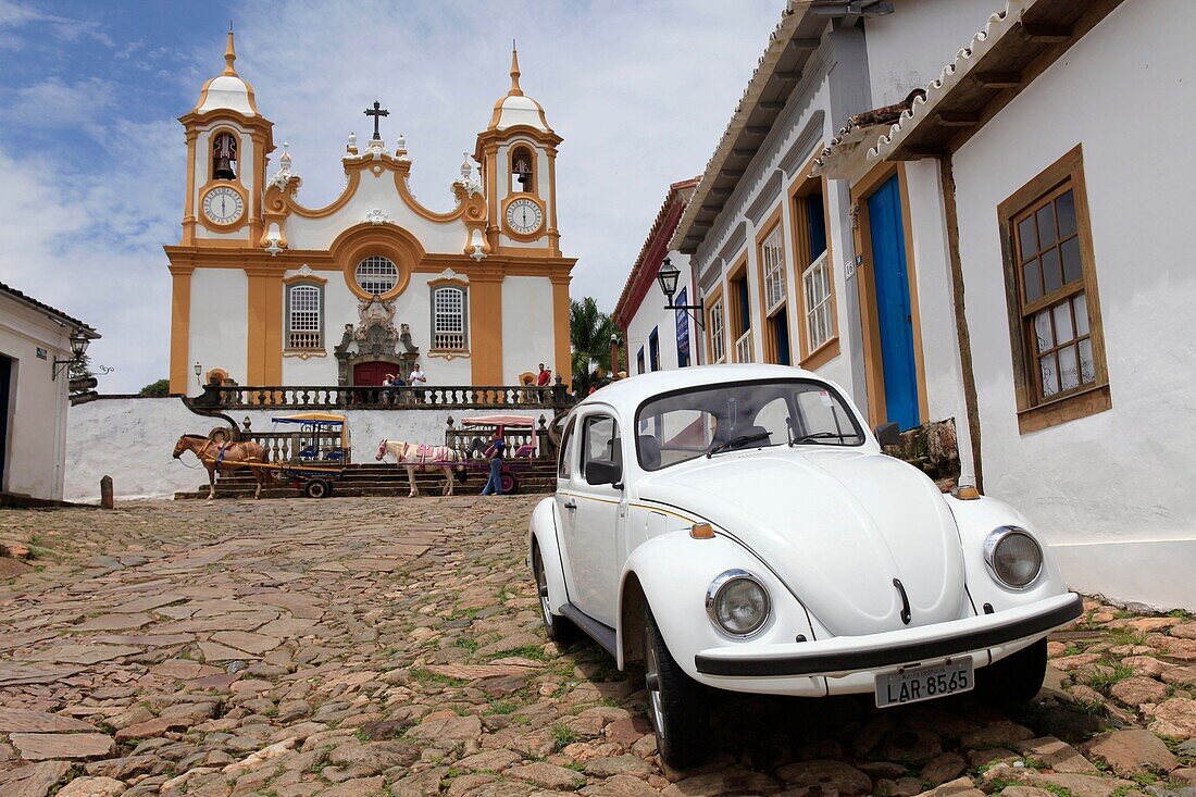 Brasil, Minas Gerais, historic city of Tiradentes, Sao Antonio church, originated from a wooden chapel in 1702, the time of the first explorers  Its definitive construction started in 1710  The church was open 20 years later  The present faÃ§ade is believ