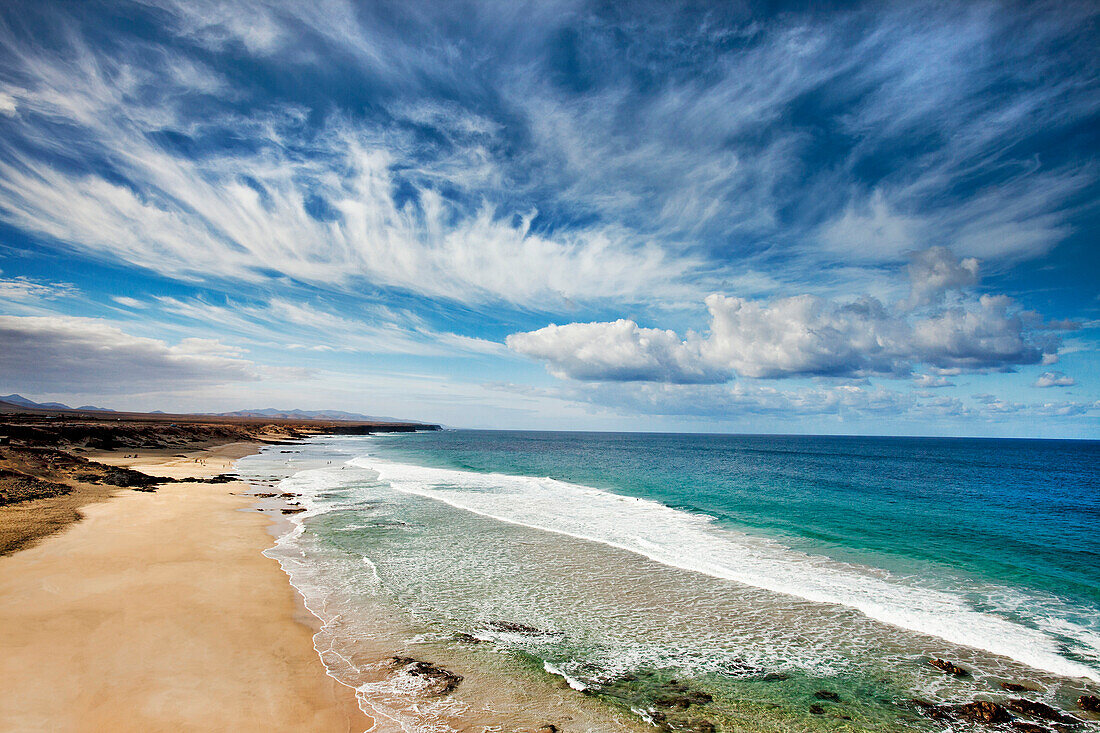 Blick auf den Strand von El Cotillo, Fuerteventura, Kanarische Inseln, Spanien