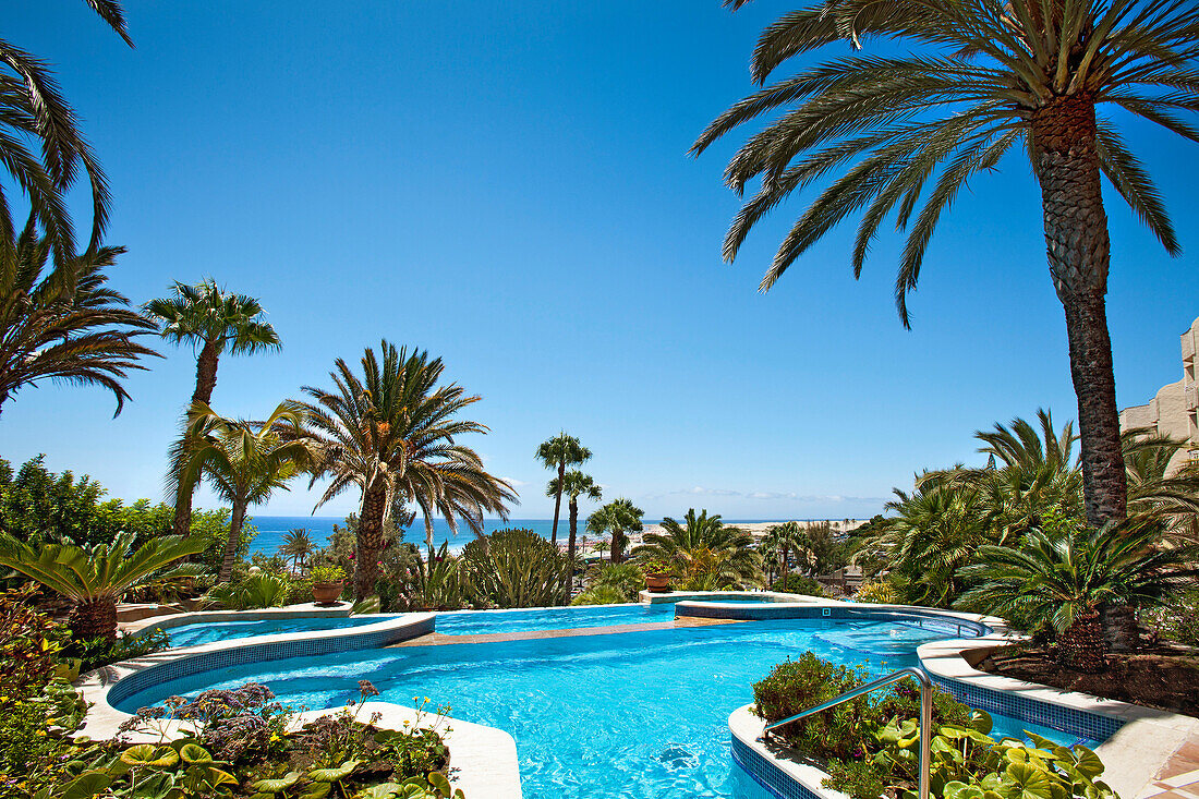 Swimming poolof an  Hotel, Playa del Ingles, Gran Canaria, Canary Islands, Spain