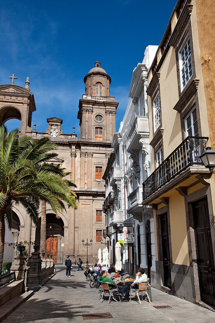 Blick auf die Kathedrale Santa Ana in der Altstadt, Vegueta, Las Palmas, Gran Canaria, Kanarische Inseln, Spanien, Europa