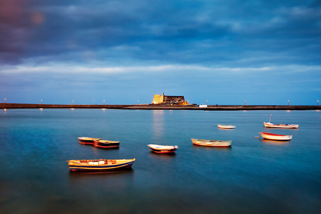 Dusk at Castillo de San Gabriel, Arrecife, Lanzarote, Canary Islands, Spain, Europe