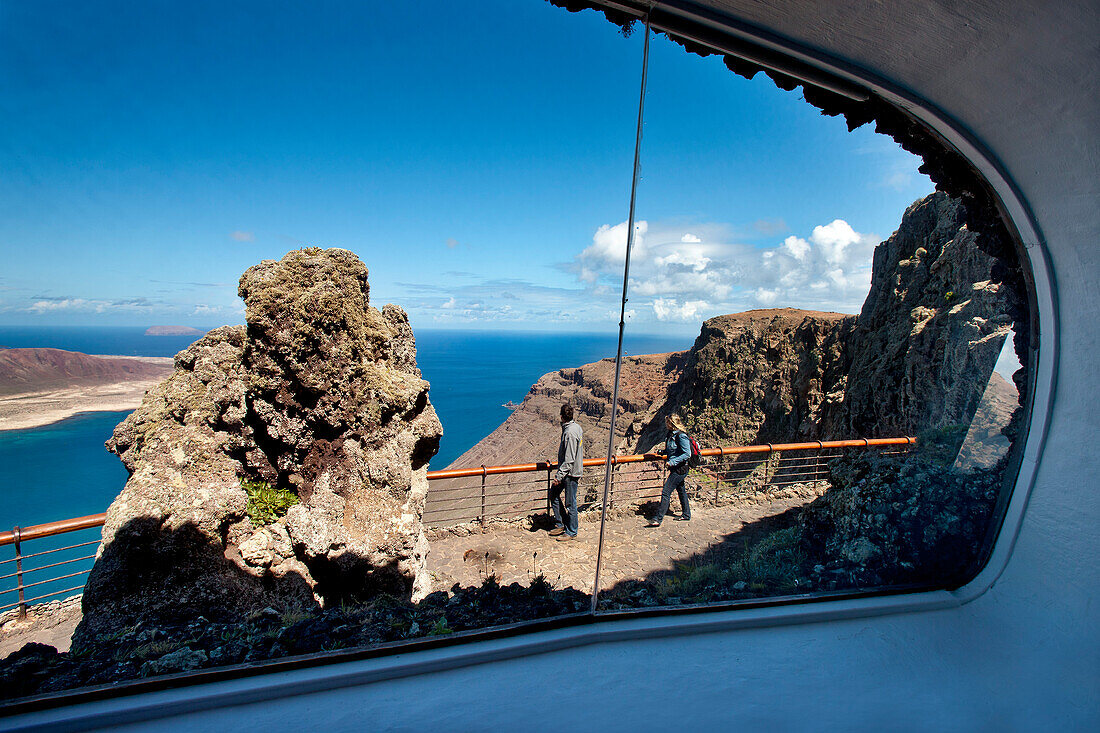 View from the restaurant and viewpoint, Mirador del Rio, architect Cesar Manrique, Lanzarote, Canary Islands, Spain, Europe