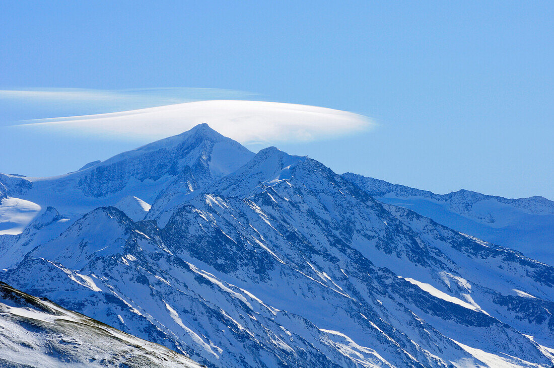 Föhnwolke über Großvenediger, Skitour Nadernachjoch, Neue Bamberger Hütte, Kitzbüheler Alpen, Tirol, Österreich