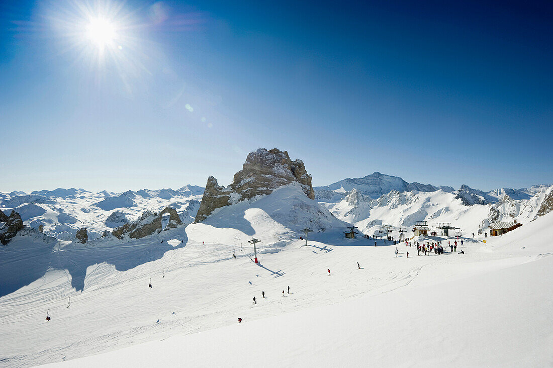 Skigebiet in Tignes, Val d Isere, Savoyen, Alpen, Frankreich