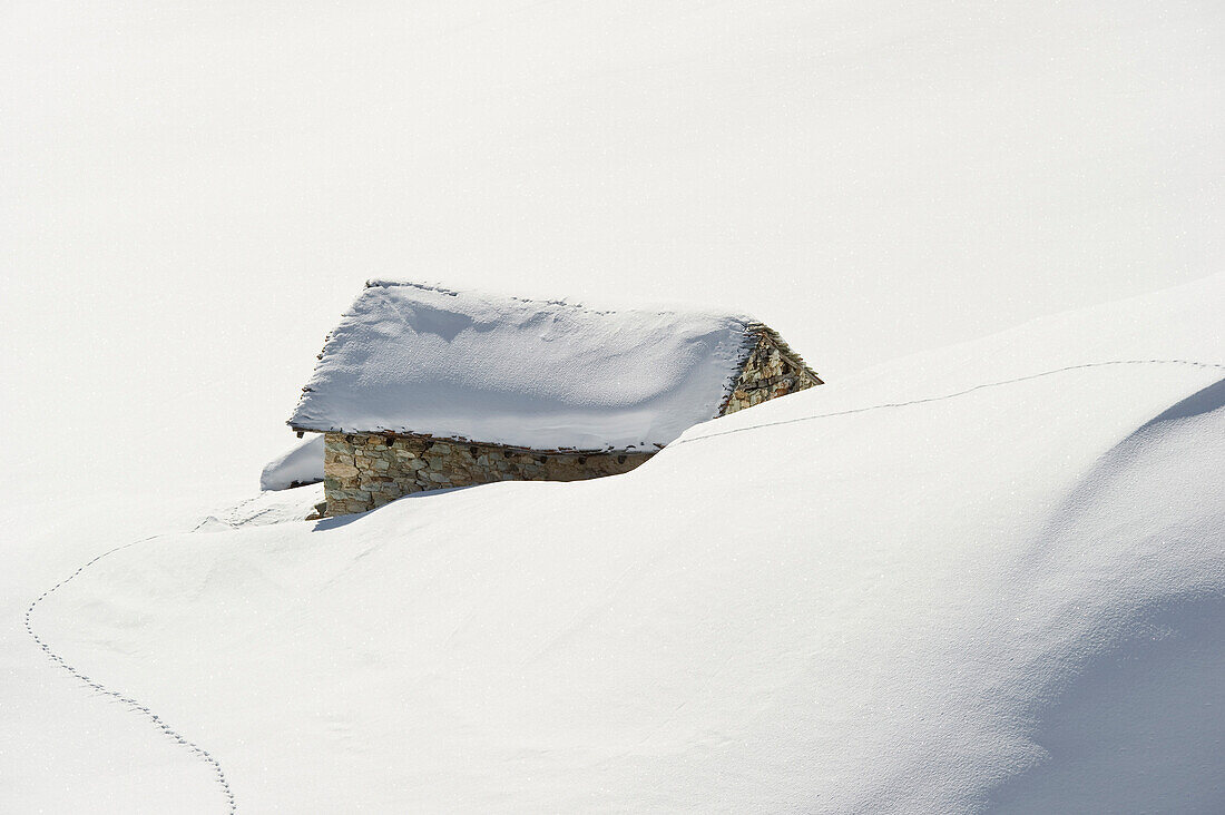 Schneebedeckte Hütte, Tignes, Val d Isere, Savoyen, Alpen, Frankreich