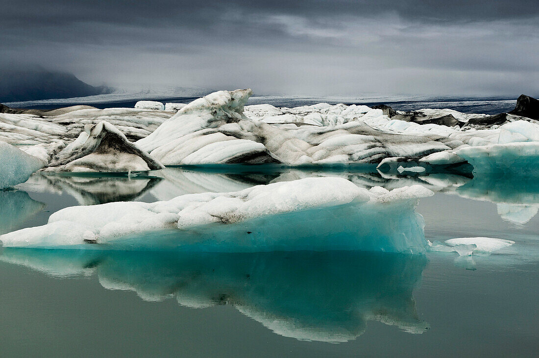 Ice in the glacial lagoon, Jokulsarlon, Iceland, Scandinavia, Europe