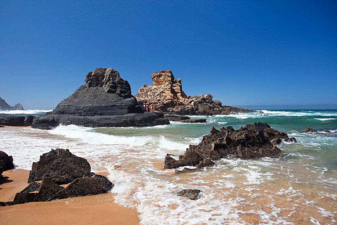 Beach Praia da Castelejo in the sunlight, Atlantic Coast, Algarve, Portugal, Europe