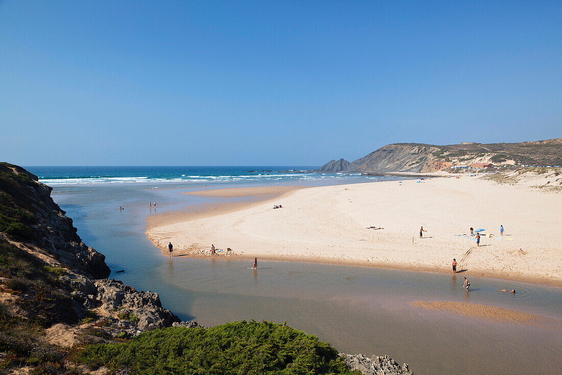 Amoreira Beach in the sunlight, Atlantic Coast, Algarve, Portugal, Europe