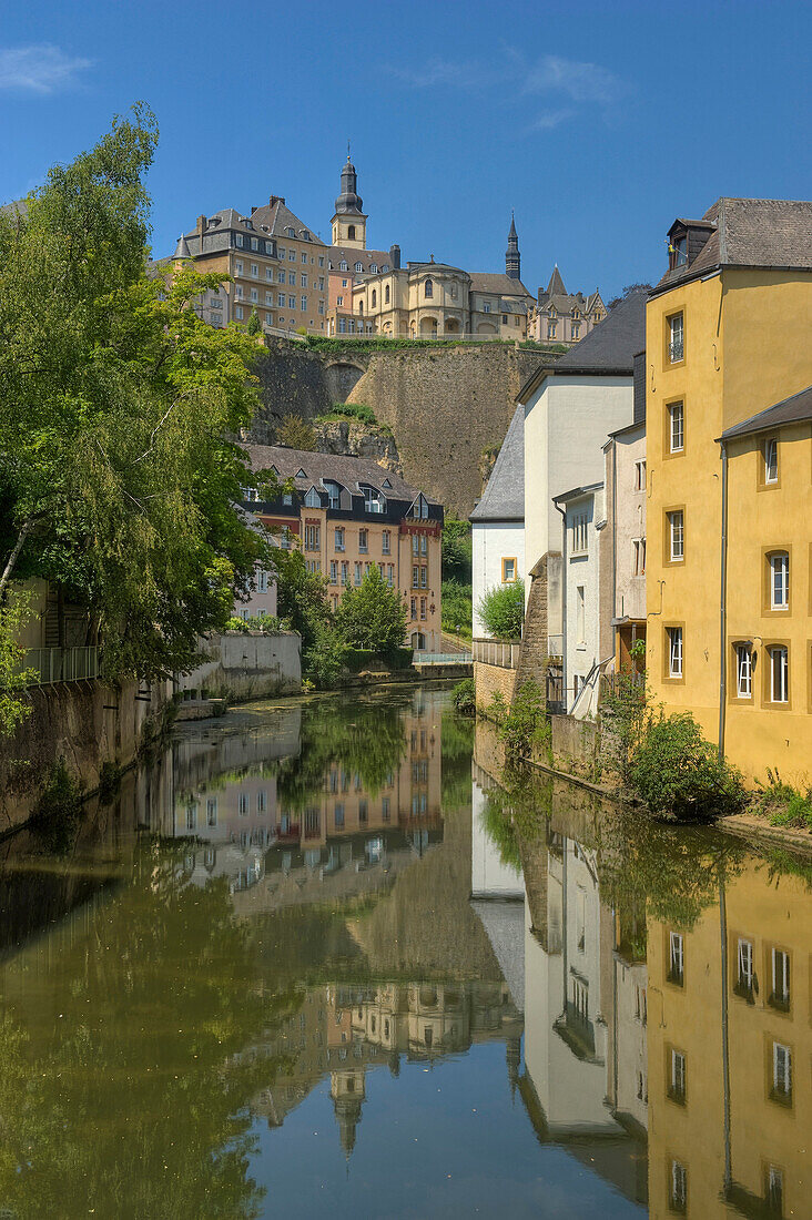 Grund district with Alzette river, Luxemburg, Luxembourg, Europe