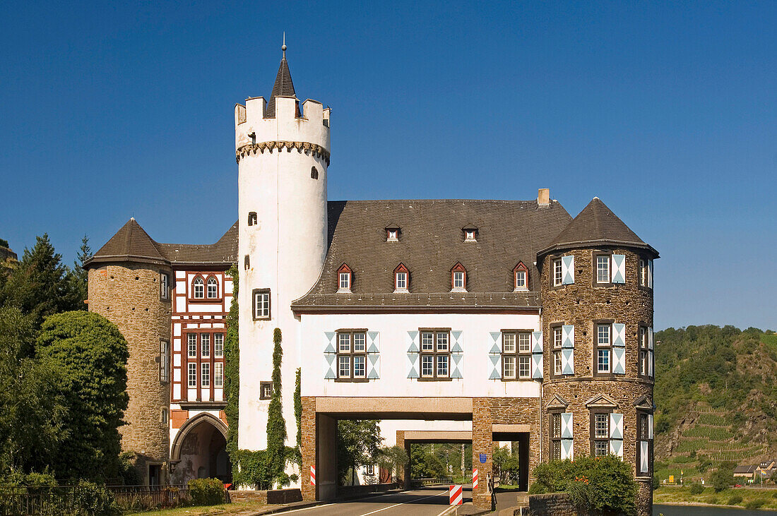 Castle von der Leyen in the sunlight, Kobern-Gondorf, Rhineland-Palatinate, Germany, Europe