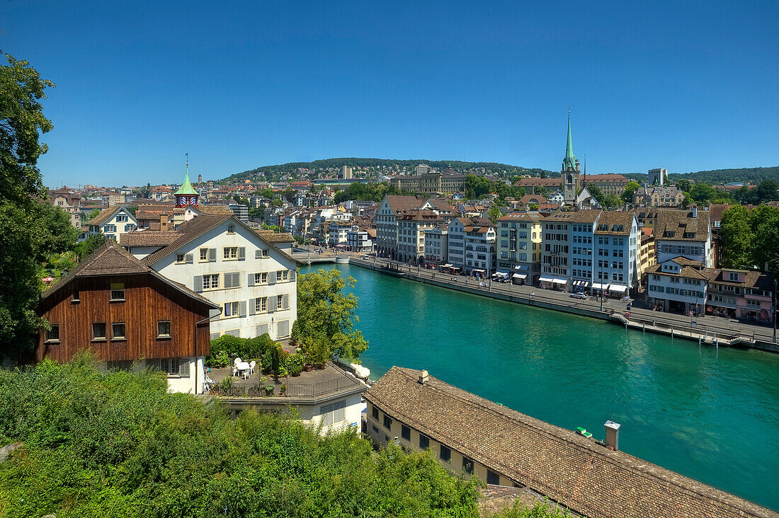 View on Limmat and Niederdorf, Zurich, Switzerland