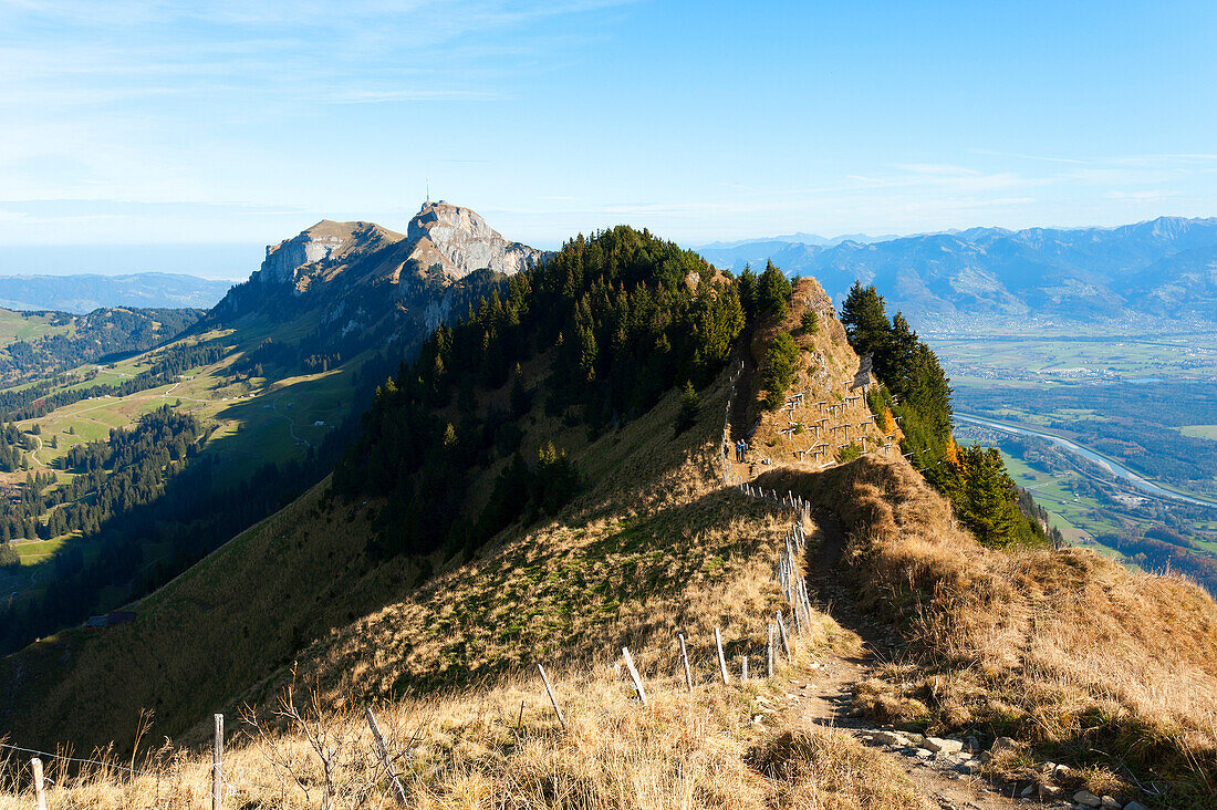 Blick zum Hohen Kasten, Alpstein, St. Gallen, Schweiz, Europa