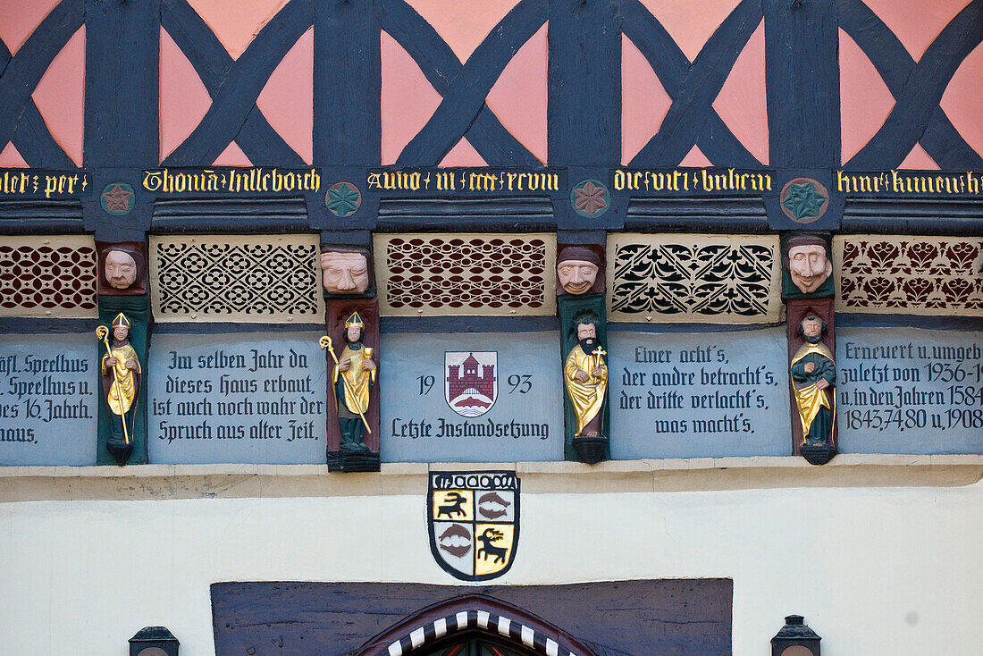 Fachwerkdetail, Rathaus, Marktplatz, Wernigerode, Harz, Sachsen-Anhalt, Deutschland