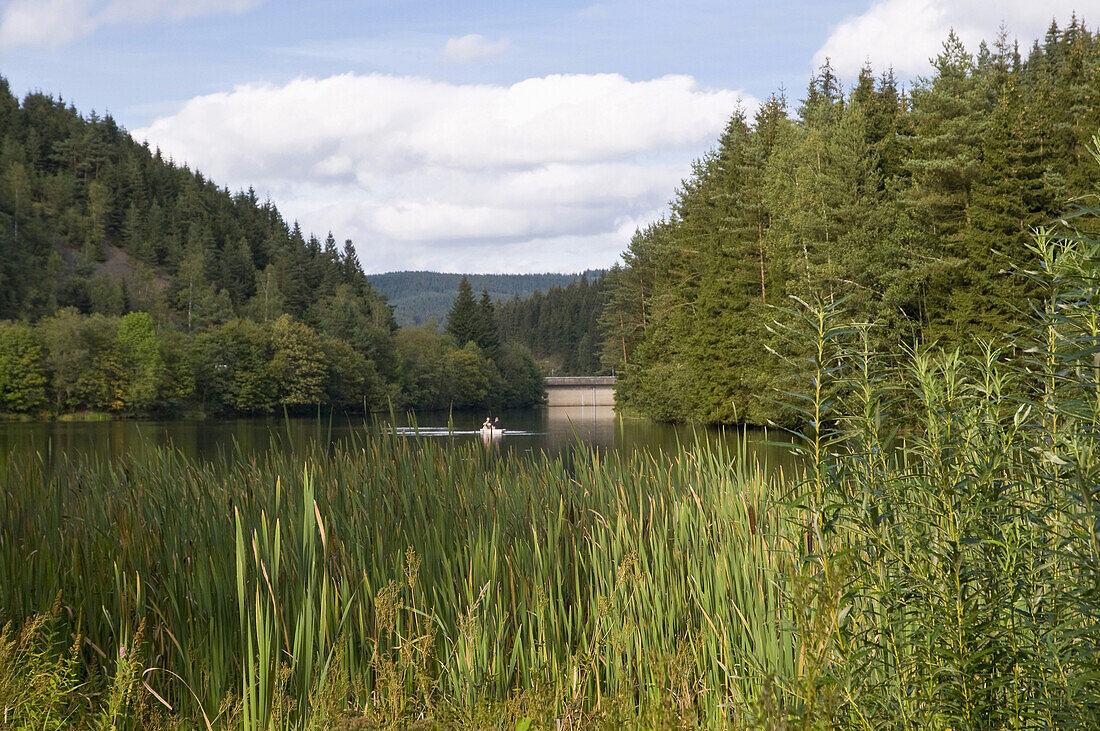 Romantic lake, Oker Reservoir, Oker dam, Harz, Lower Saxony, Germany