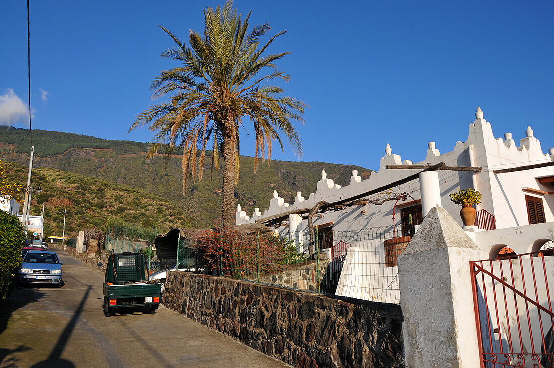 Alley in the Santa Marina municipality, Island of Salina, Aeolian Islands, Sicily, Italy