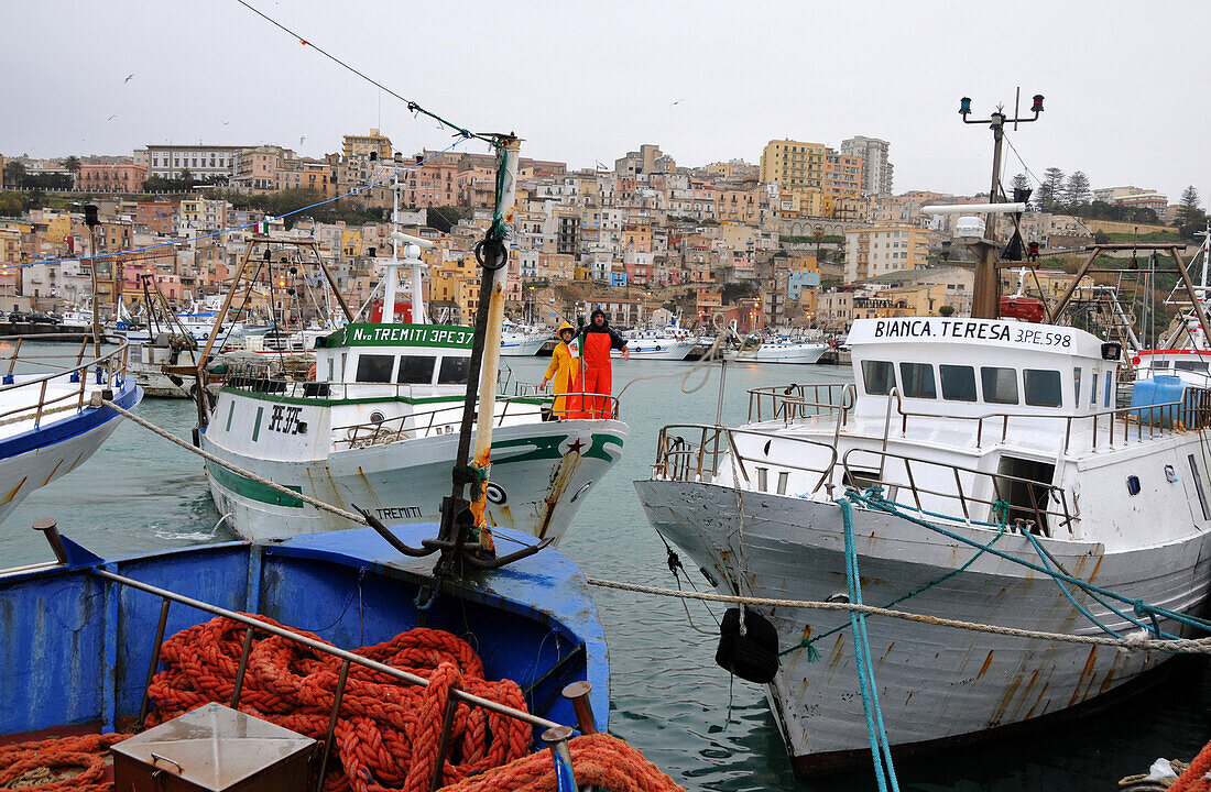 Am Hafen von Sciacca, Probinz Agrigent, Sizilien, Italien