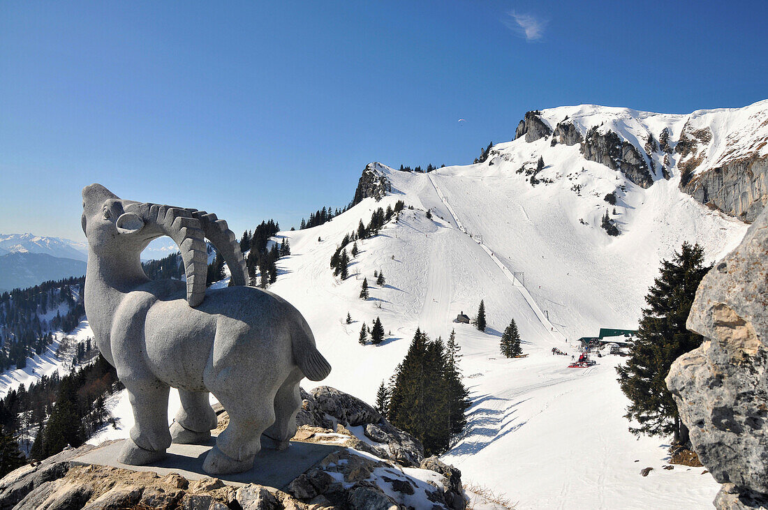 Am Idealhang im Skigebiet Brauneck bei Lenggries, Bad Tölz, Oberbayern, Bayern, Deutschland