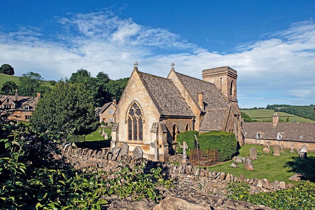 St. Barnabas Kirche, Snowshill, Gloucestershire, Cotswolds, England, Großbritannien, Europa