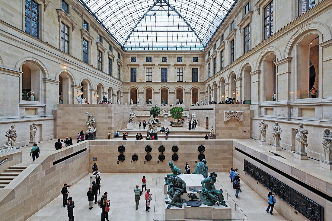 People inside of the Louvre, Paris, France, Europe