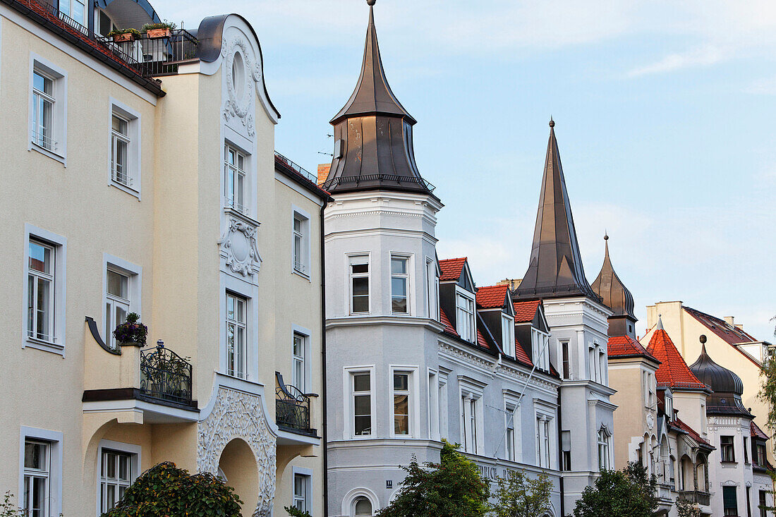 Houses in the Ruffinistraße, Neuhausen, Munich, Upper Bavaria, Bavaria, Germany, Europe