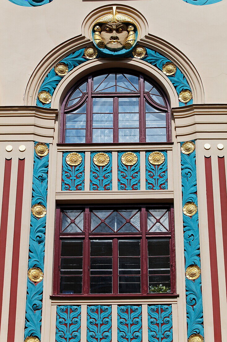 Jugendstilfassade des Riess Hauses, Ainmillerstrasse 22, Schwabing, München, Oberbayern, Bayern, Deutschland, Europa