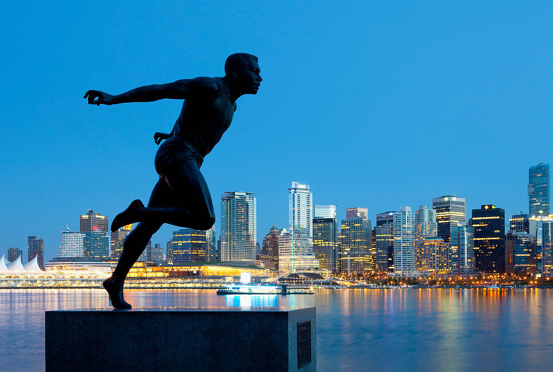 Running Sculpture With a Downtown Background, Vancouver, British Columbia, Canada